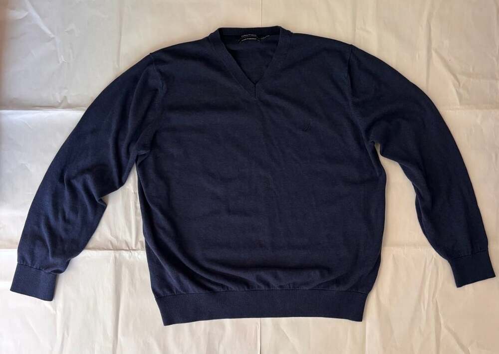 Nautica Luxury Performance V-Neck Sweater Size XL Navy